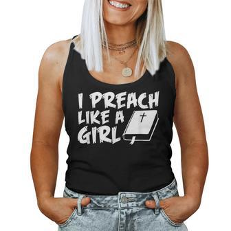 I Preach Like A Girl Pastors Pride Clothing Women Tank Top - Monsterry CA