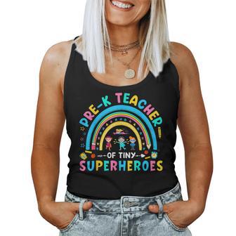 Prek Teacher Of Tiny Superheroes Kindergarten Back To School Women Tank Top - Monsterry