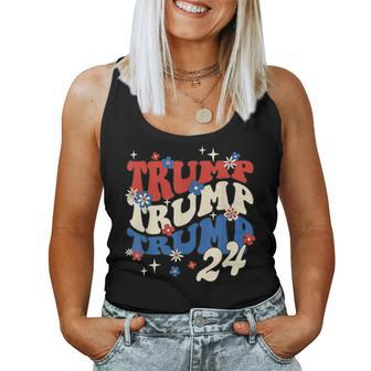 President Trump 24 2024 Groovy Retro Women Tank Top - Monsterry