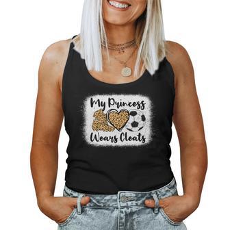 My Princess Wears Cleats Soccer Mom Football Mom Leopard Women Tank Top - Monsterry AU