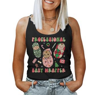 Professional Baby Wrapper Labor Delivery Nurse Christmas Pjs Women Tank Top - Monsterry DE