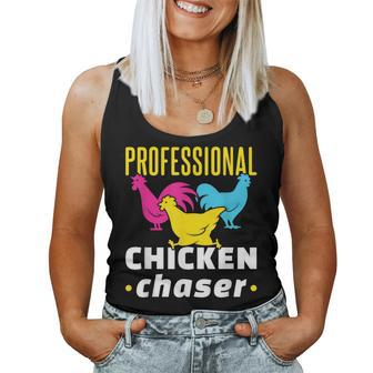 Professional Chicken Chaser Chickens Farming Farm Women Tank Top - Monsterry