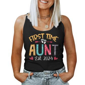 Promoted To Auntie Est 2024 Cute First Time Aunt Women Tank Top - Monsterry UK