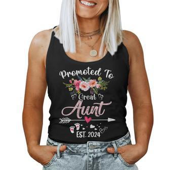 Promoted To Great Aunt Est 2024 Floral First Time Aunt Women Tank Top - Monsterry