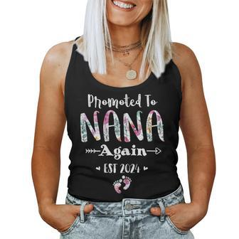 Promoted To Nana Again Est 2024 Pregnancy Announcement Women Tank Top - Monsterry DE