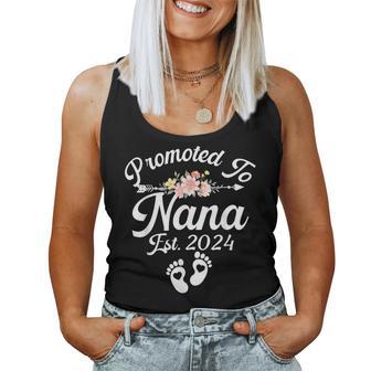 Promoted To Nana Est 2024 Pregnancy Announcement Floral Women Tank Top - Monsterry UK