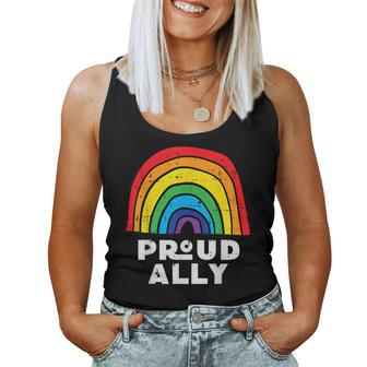 Proud Ally Rainbow Flag Gay Ally Pride Month Lgbtq Women Women Tank Top - Thegiftio UK