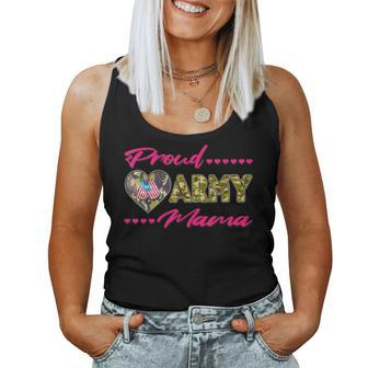 Proud Army Mama Camo Us Flag Dog Tags Military Mom Women Tank Top - Monsterry CA