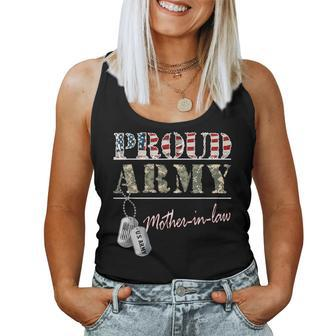 Proud Army Mother-In-Law American Flag Veteran Military Women Tank Top - Monsterry DE