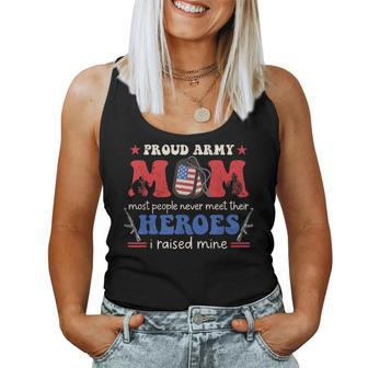 Proud Army Veteran Mom I Raised My Heroes Flag Retro Groovy Women Tank Top - Monsterry