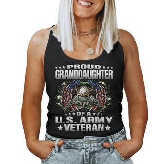 Proud Granddaughter Of A Us Army Veteran Vet's Family Women Tank Top - Monsterry AU