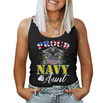 Proud Navy Aunt With American Flag Veteran Women Tank Top - Monsterry UK