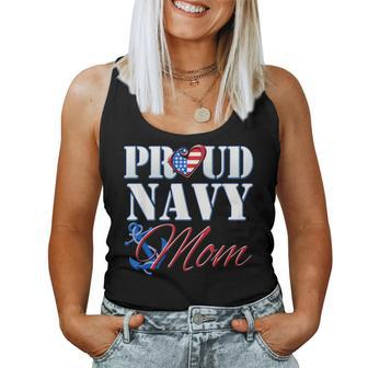 Proud Navy Mom Usa Heart American Flag Women Tank Top - Monsterry DE