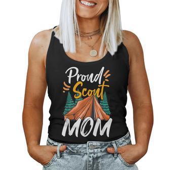 Proud Scout Mom Scouting The Leader Cub Camping Women Tank Top - Monsterry CA