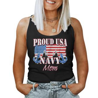 Proud Usa Navy Mom Patriotic Service Women Tank Top - Monsterry DE