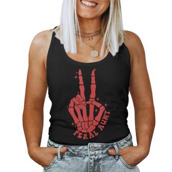 Punk Rock Mom Mother's Day Skeleton Hand Feral Aunt Women Tank Top - Monsterry