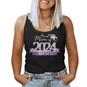 Purple Black Proud Mom Of A 2024 Graduate Decoration Women Tank Top - Monsterry DE
