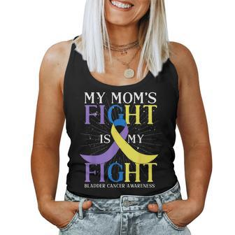 Purple Blue Yellow Ribbon Mom Bladder Cancer Awareness Women Tank Top - Monsterry DE