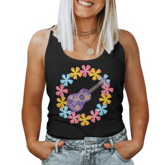 Purple Ukulele Gumamela Hibiscus Flower Lei Women Tank Top - Monsterry UK