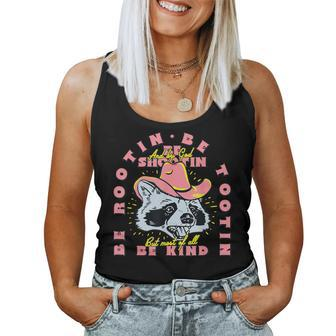 Raccoon Be Rootin Be Tootin Most Of All Be Kind Retro Racoon Women Tank Top - Monsterry