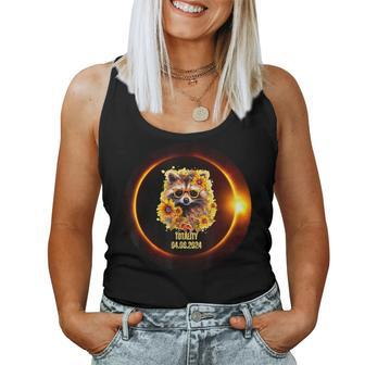 Raccoon Sunflower Totality Total Solar Eclipse April 8 2024 Women Tank Top - Monsterry DE