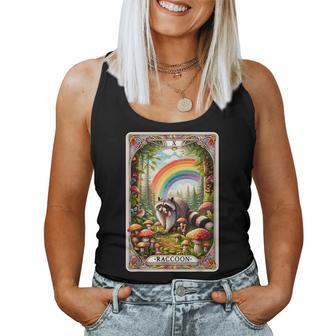 Raccoon Tarot Card Rainbow Mystic Goblincore Racoon Women Tank Top - Seseable