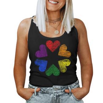 Rainbow Circle Of Hearts Love Gay Pride Lgbt Women Tank Top - Monsterry UK