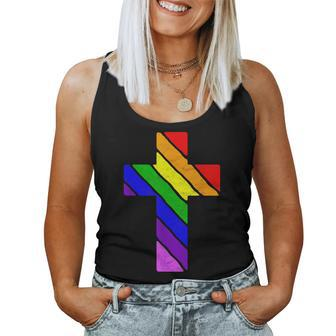 Rainbow Cross Gay Pride & Lgbtq Christian Supporter Women Tank Top - Thegiftio UK