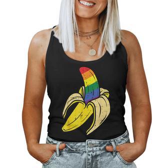 Rainbow Flag Banana Gay Pride Ally Lgbtq Lgbt Pup Women Tank Top - Monsterry CA