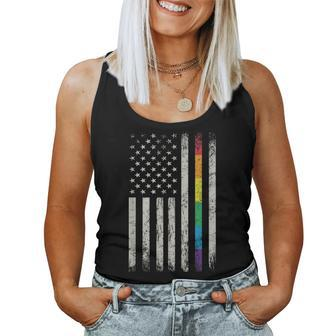 Rainbow Gay Pride American Flag Lgbt Gay Transgender Pride Women Tank Top - Monsterry CA