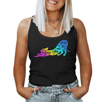 Rainbow Keep Calm And Do Yoga Cat Women Tank Top - Monsterry UK