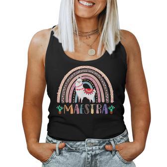 Rainbow Llama Maestra Teacher Spanish Teacher Life Women Tank Top - Monsterry DE