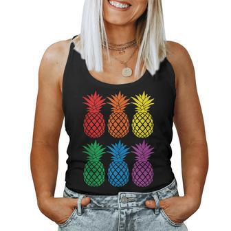 Rainbow Pineapples Aloha Hawaiian Gay Pride Month Women Tank Top - Monsterry
