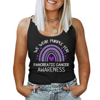 Rainbow We Wear Purple For Pancreatic Cancer Awareness Women Tank Top - Thegiftio UK