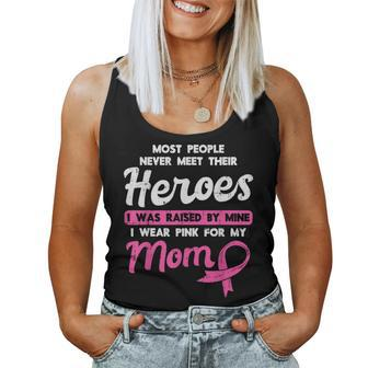 Raised By My Heroe Pink For Mom Breast Cancer Awareness Son Women Tank Top - Monsterry AU