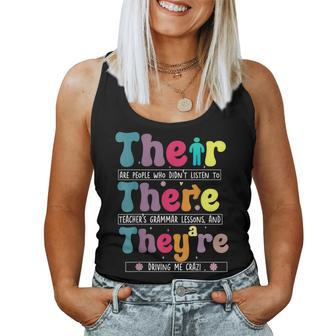 There Their They're English Teacher Grammar Memes Women Tank Top | Mazezy UK