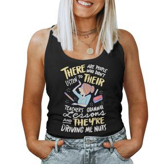 There Their They're English Teacher Grammar Police Women Tank Top - Monsterry