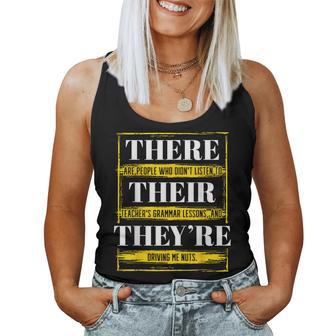 There Their They're Grammar Teacher Instructor Professor Women Tank Top - Monsterry AU