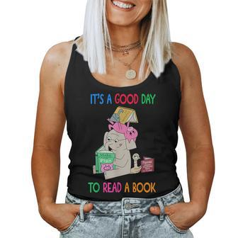 Read Book Cute School Teacher Librarian Elephant Pigeon Women Tank Top - Monsterry
