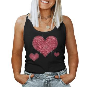Red Heart Valentine's Day Cool Sparkle Heart Women Tank Top - Monsterry CA