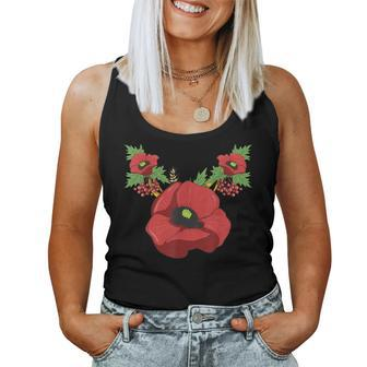 Red Poppies Floral Vintage Poppy Flowers Women Tank Top - Monsterry