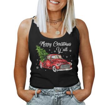Red Truck Christmas Merry Christmas Yall Women Women Tank Top | Mazezy