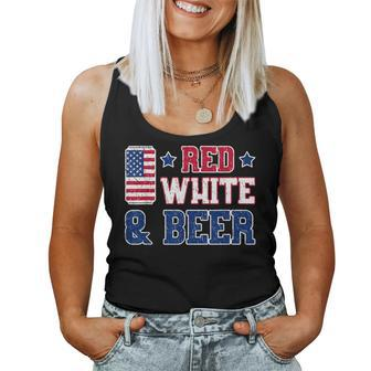 Red White And Beer Usa 4Th Of July Drinking Women Tank Top - Monsterry