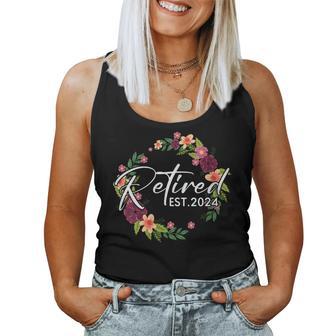 Retired 2024 Cute Floral Grandma Retirement Teacher Nurse Women Tank Top - Thegiftio UK