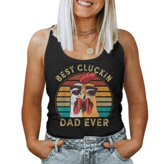 Retro Best Cluckin Dad Ever Chicken Dad Rooster Father Women Tank Top - Monsterry
