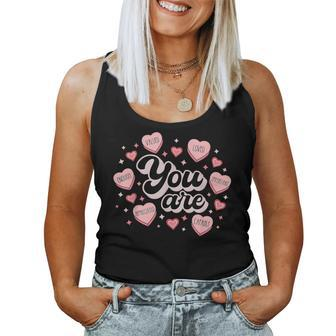 Retro Candy Heart Teacher Valentine's Day You Are Enough Women Tank Top - Monsterry CA