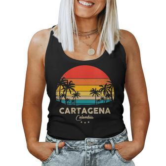 Retro Cartagena Colombia Souvenir Sunset Women Tank Top - Monsterry