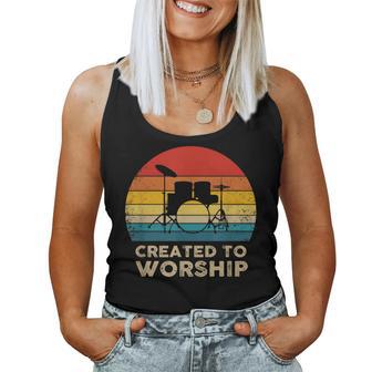 Retro Christian Drummer Vintage Women Tank Top - Monsterry AU