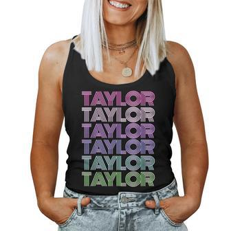 Retro First Name Taylor Girl Boy Surname Repeated Pattern Women Tank Top - Seseable