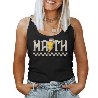 Retro Groovy Checkered Math Teacher High School Math Lovers Women Tank Top - Seseable